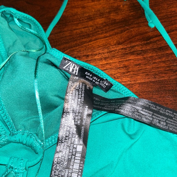 Zara Cutout Green Strappy One Piece Swimsuit - Picture 3 of 5